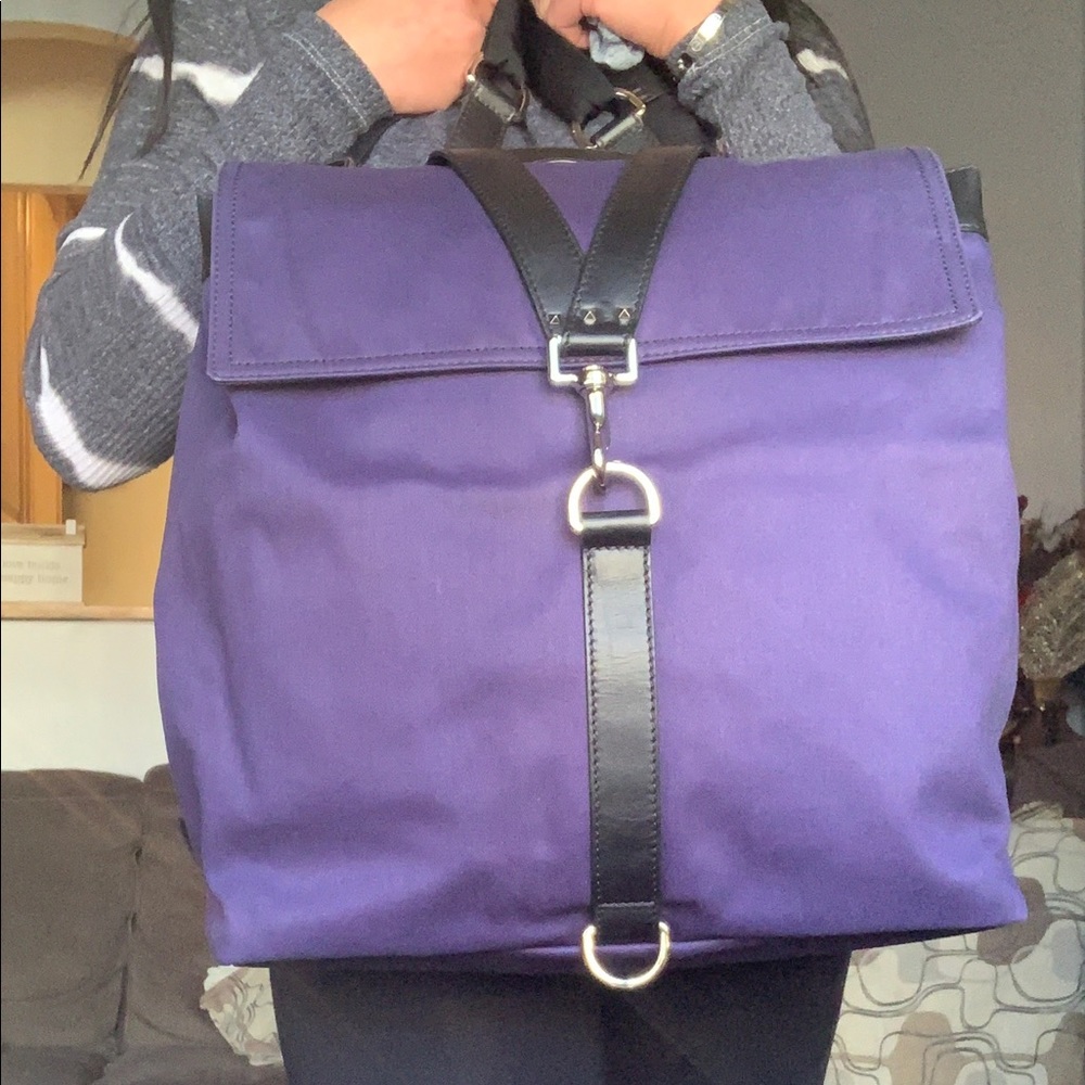 SALE🔥Authentic VALENTINO GARAVANI Canvas/leather flap large backpack/laptop
